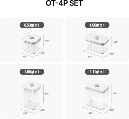 VAKUEN Premium Airtight Food Storage Containers 4-piece/Set, BPA Free, 100% Leak Proof, Keep food fresh up to 5 times longer than non-vacuum storage
