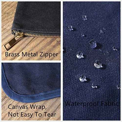 Tool Pouch, Heavy Duty 16oz Waxed Canvas Metal Zipper Tool Bags, Water Resistant, Durable, 4pc Set (7.6x4.5 inches)