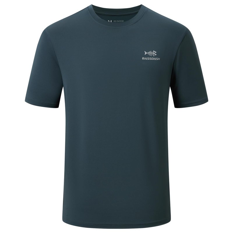 BASSDASH Men’s UPF 50+ Short Sleeve Fishing Shirts Performance Cooling UV Sun Protection Hiking T-Shirts Slate Blue