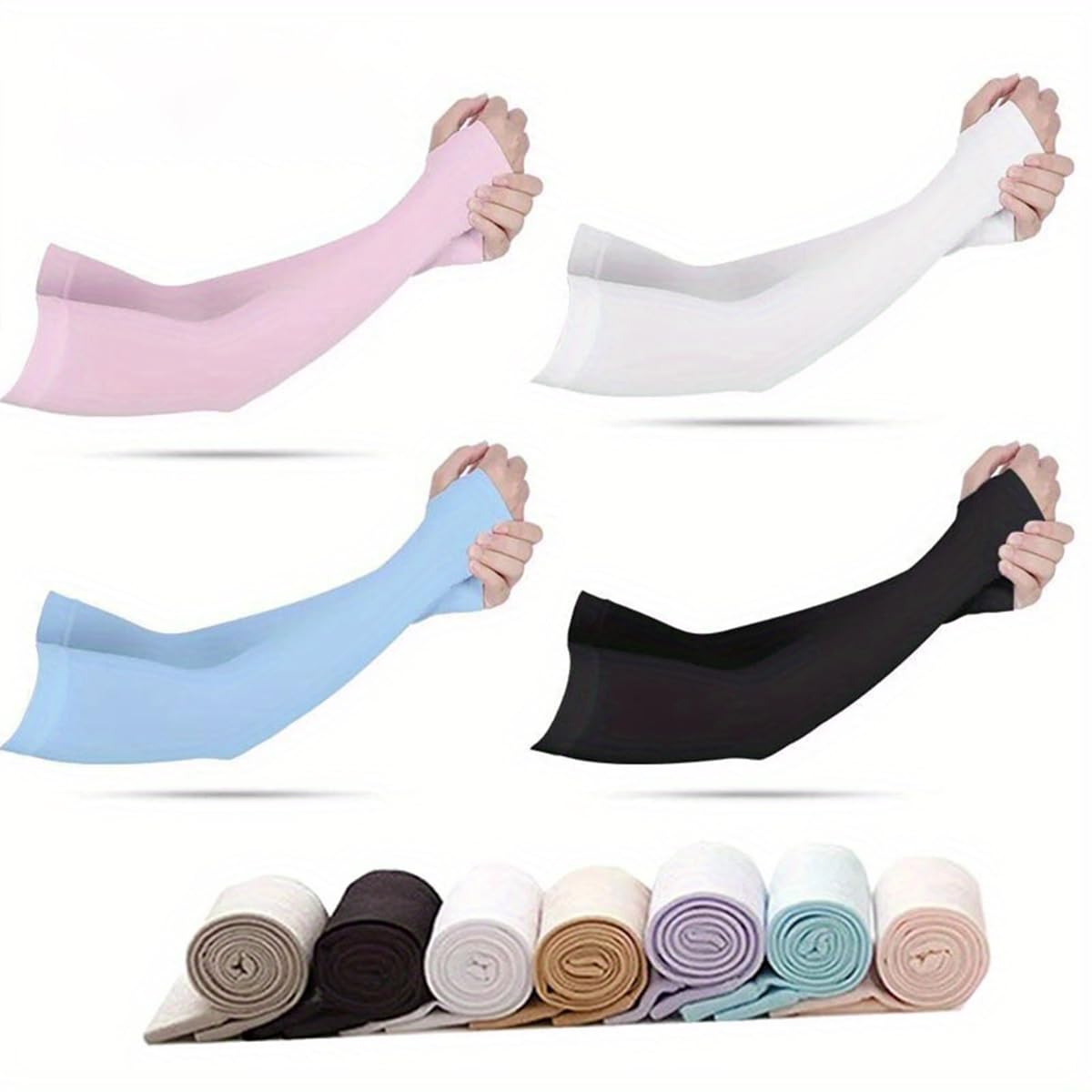 1PAIRS Arm Sleeves for Thumb Men Women, UV Sun Protection Compression Tattoo Sleeve Cover Up for Basketball Volleyball
