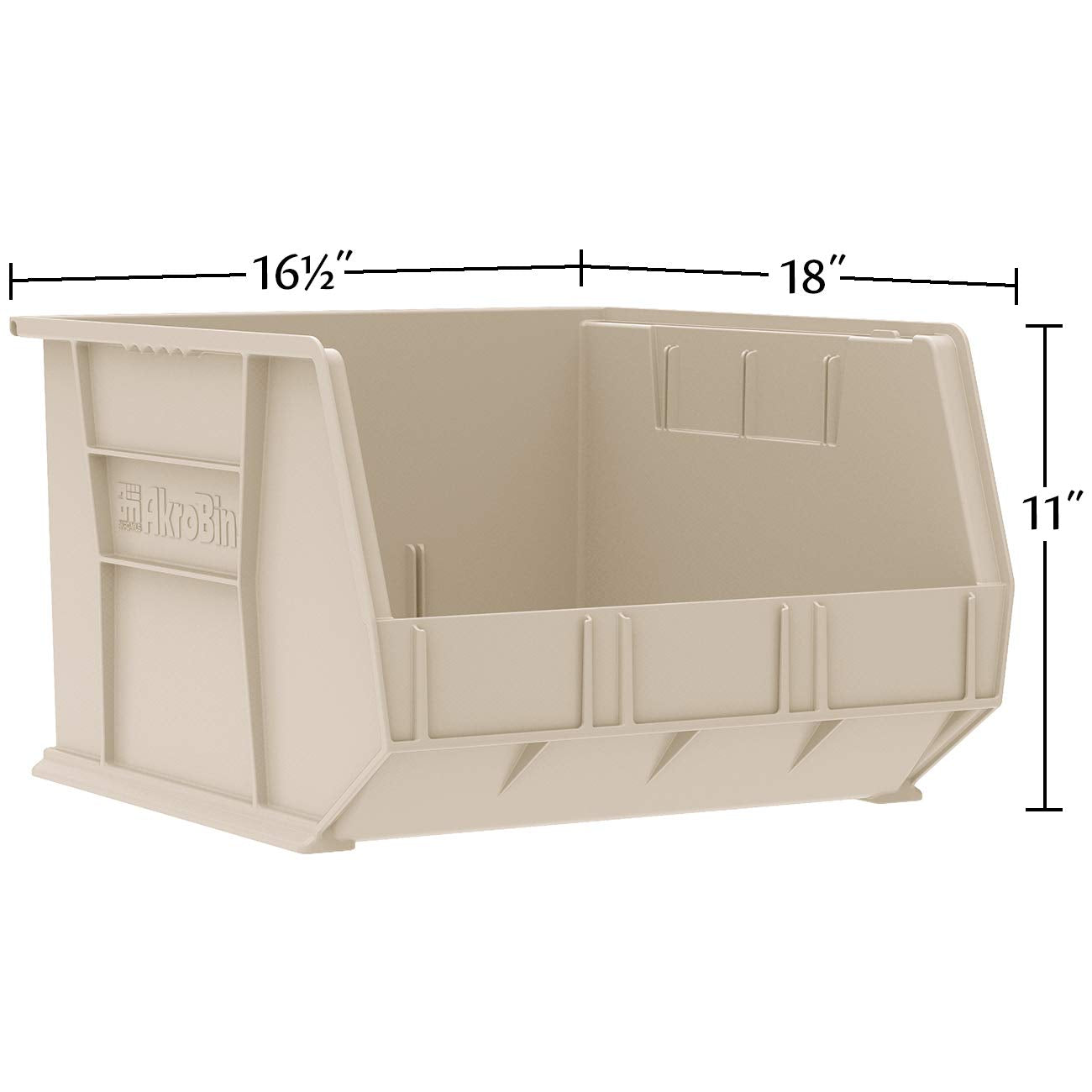 Akro-Mils 30270 AkroBins Plastic Storage Bins, Space-Saving Stackable Bins for Garage, Pantry, Craft Organization, 18" x 16" x 11", Red, 3-Pack
