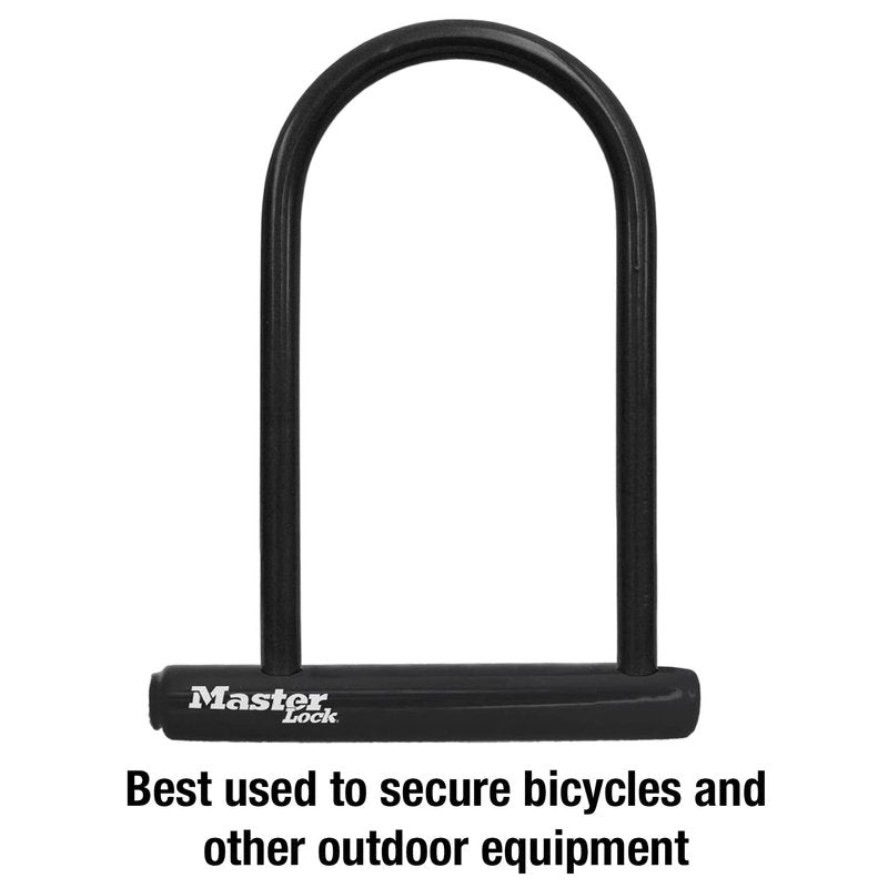 Master Lock Black Bike Lock with Key, Standard Size U-Lock for Bicycles and Other Outdoor Equipment, Anti-Theft Lock for Bikes, 8320D