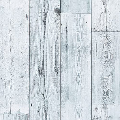 WENMER 17.71" x 118" Grey White Wood Contact Paper Wallpaper Wood Peel and Stick Wallpaper Self Adhesive Removable Wallpaper Vintage Wood Wallpaper for Countertop Cabinet Shelf Drawer Door
