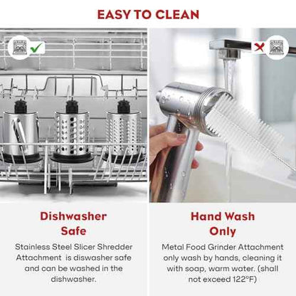 Meat Grinder & Slicer Shredder Attachments for KitchenAid Stand Mixer, Metal Meat Grinder with Sausage Stuffer Tubes, Cheese Grater, 2 Pcs Attachment Set for KitchenAid Mixers