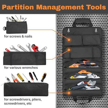 Tool Roll Bag, Heavy Duty 1680D Waterproof Roll Up Tool Organizer, 6 Detachable Pouches, Portable Tool Storage for Mechanics, Electricians, DIY & Home Renovation ? 25.1"x14.9"