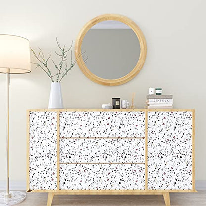 Decotalk Terrazzo Contact Paper for Countertops Waterproof Terrazzo Peel and Stick Wallpaper Countertop Contact Paper Removable Vinyl Wallpaper for Kitchen Decorative Matte Granite Vinyl Wrap 12"x120"