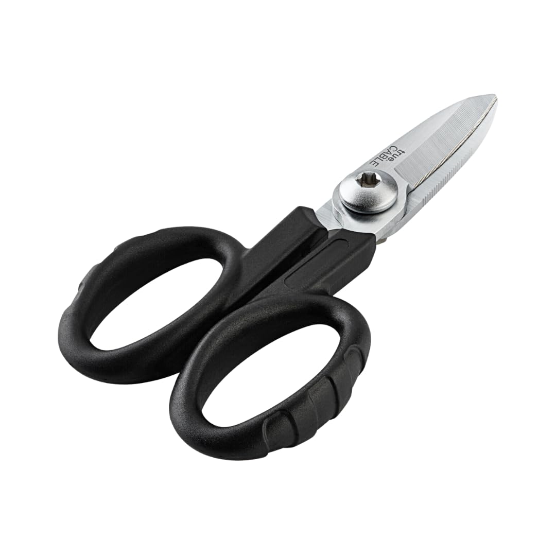 TRUE CABLE Kevlar Shear Scissors, 5.50", Industrial Grade High Carbon Steel, Fiber Optic Cable Cutter for Kevlar, Dyneema, Technora, Carbon Fiber, Fiberglass