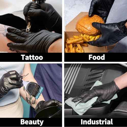 Basic Vinyl Exam Gloves, 4 mil Safty Glove Latex-Free & Powder-Free, SGBE 8004 Synmax Disposable Medical Glove X-Large, Black (Pack of 10,1000 units)
