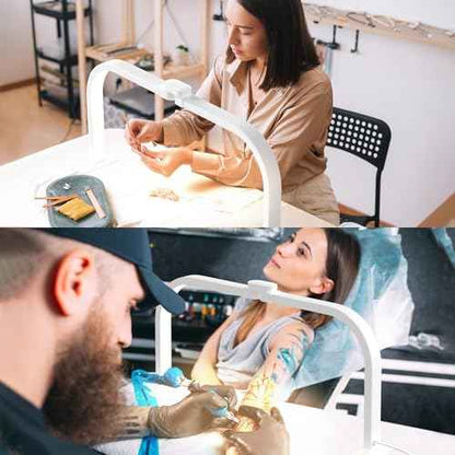 Upgrade Large Half Moon Light for Nail Desk with Phone Holder for Nail Lamp, Arch Moon Light Tech Perfect for Professional Manicure (White, Large)