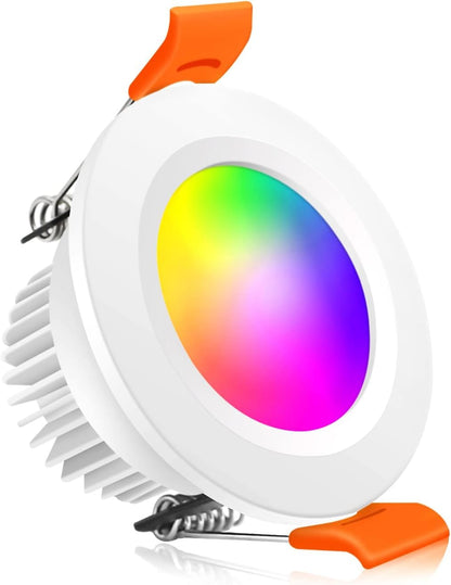 YGS-Tech Smart 3 Inch LED Recessed Lighting RGB WiFi Downlight, 5W Compatible with Alexa and Google Home, Dimmable RGB & CCT 2700-6500K Color Changing, 120V Ceiling Light with LED Driver (4 Pack)