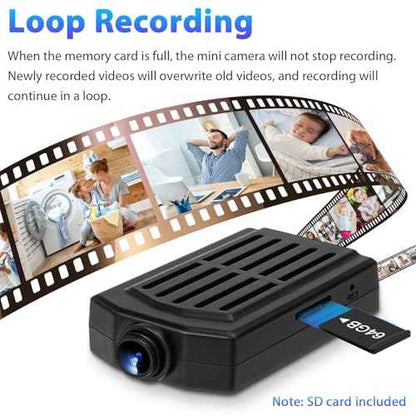 Mini Security Camera 1080P,64GB Nanny Video Recorder Dome Camera with Motion Detection, 3H Battery for Pet/Nanny Surveillance(Not WiFi)