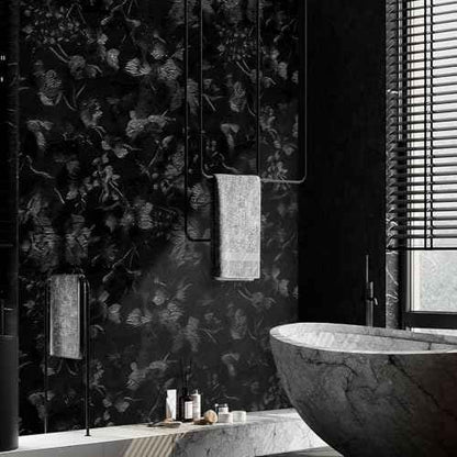 Black Peel and Stick Wallpaper 15.74" x 118.11" Embossed butterfly Vintage Textured Wall Paper Retro Solid Black butterfly Contact Paper Self Adhesive Wallpaper for Countertop Cabinets Bedroom