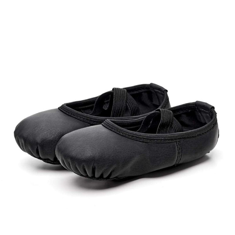 Stelle Ballet Shoes for Girls Toddler Ballet Slippers Soft Leather Boys Dance Shoes for Toddler/Little Kid/Big Kid(Black, 12ML)