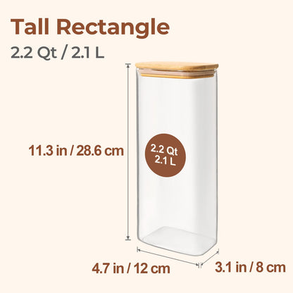 Comsaf Spice Jars with Label，8 oz Small Glass Jars with Lids, 6 Pcs Seasoning Containers, Rectangle Glass Containers with Lids, Empty Seasoning Jars for Pantry Storage, Loose Tea, Herbs, Powders, Salt