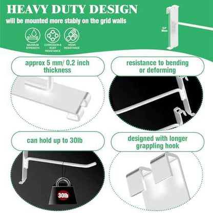 40Pcs 8" Gridwall Display Hooks Assortment Set, White Metal Grid Wall Panel Hanging Display Hook for Garage Shop Retail Storage, Wire Diameter 5mm/ 0.2¡±