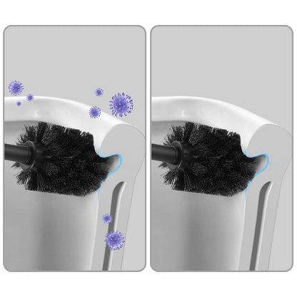 BGL Stainless Steel Toilet Brush with Holder, 2 Black Bristle Heads