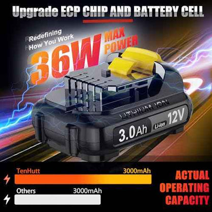 TenHutt ¡¼Upgrade¡½ 12V 3.0Ah Replacement Battery for Dewalt 12V MAX Cordless Power Tool DCB120 DCB123 DCB124 DCB127 Lithium-ion Battery