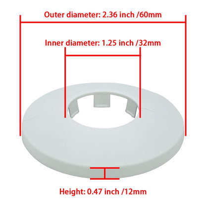 INDPROD 1 Piece 1.26 In/32mm Wall Split Flange, ABS Plastic Round Escutcheon Plate, Buckle Design Plumbing Cover Plates, Drain Pipe Line Cover Radiator Pipe Collar for Water Pipe Faucet Decor, White