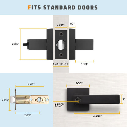 KNOBWELL Exterior Door Handle Heavy Duty Keyed Entry Door Lever Set(Not Keyed Alike) Entrance Handleset, Matte Black Finish, Left or Right Handing Door Handle 2.13 lb One Lever