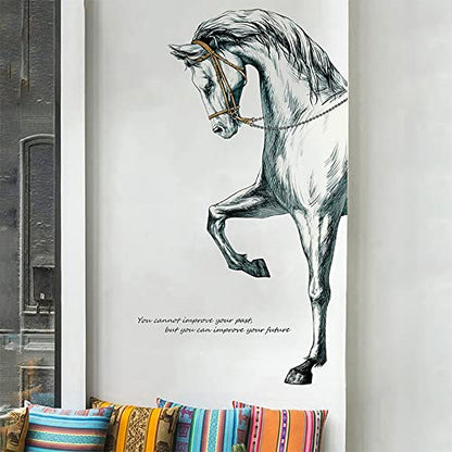 Vinyl Painted Horse Glacier Wall Decals Animals Pattern Peel and Stick Stickers Home Decor Living Room Bedroom Hall Door Staircase Decorations Removable Posters, Grey, 23.6''x35.4''