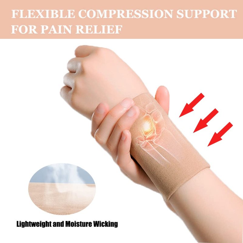 Wrist Compression Sleeve (4PCS), Soft Wrist Support Brace Wrist Bands for Tendonitis, Arthritis, Sprains Pain Relief, Elastic Carpal Tunnel Wraps Protector for Fitness, Sport, Weightlifting, Typing