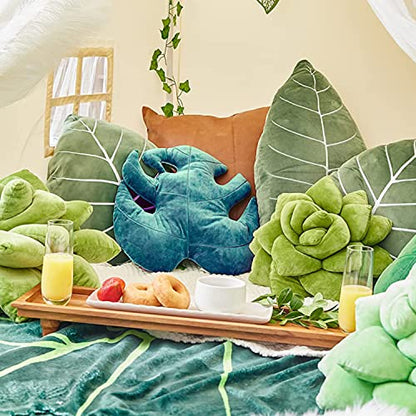 Green Philosophy Co. Monstera Leaf Pillow - Mossy Earth - Large Soft Plant-Shaped Plush Cushion for Couch, Bed, or Reading Nook - Cute & Unique Nature-Inspired Decor Super Soft & Cuddly Throw Pillow