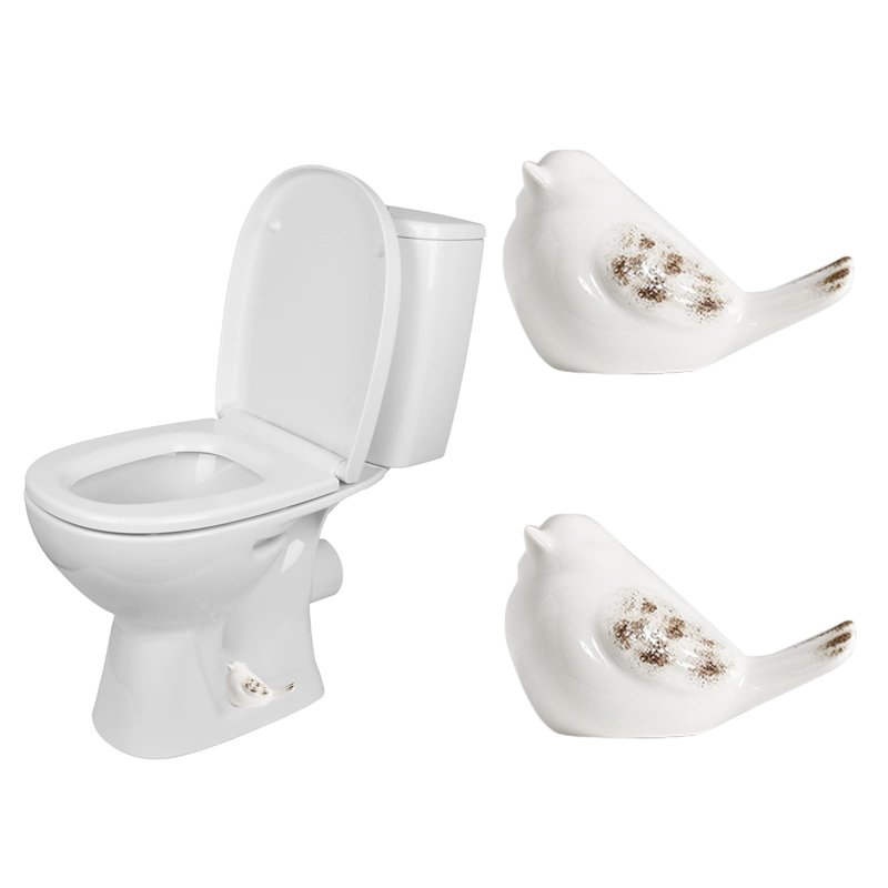 2 Pcs Ceramic Bird Toilet Floor Bolt Caps, Cute Animal Toilet Bolt Covers Decorative for Bottom, Decorative Bathroom Easy Installation（Bird-White01