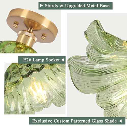 Semi Flush Mount Ceiling Light,Hallway Vintage Lights Fixture Ceiling Green 11" E26 Vintage Light Fixtures for Closet Hallway Kitchen Dining Room