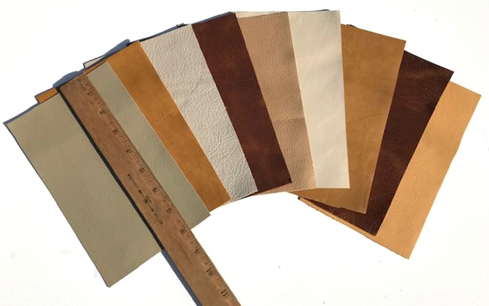Upholstery Leather Scraps Shapes 5" x 8" 12 Pieces Import Exotic Earthtones