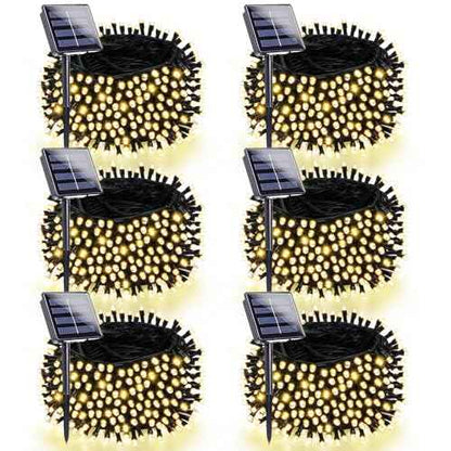 6 Pack 270FT Solar Christmas Lights Outdoor Waterproof, Super Bright 480 LED Solar String Lights with 8 Lighting Modes, Green Wire Twinkle Tree Light for Outside Xmas Party Decorations (Warm White)