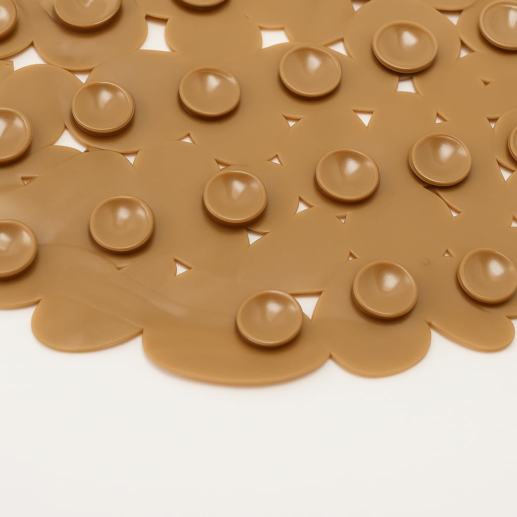 Dependable Industries Inc. Essentials Nonslip PVC Pebble Style Bathmat Shower Bathtub with Suction Cups 27" x 15" Textured for Secure Footing Oval (Brown)