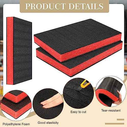 Frienda 3 Pcs Tool Box Foam Organizers Liner Adjustable Shadow 18 x 12 x 2.17 Inch Tool Chest Drawer Inserts Non Slip Foam