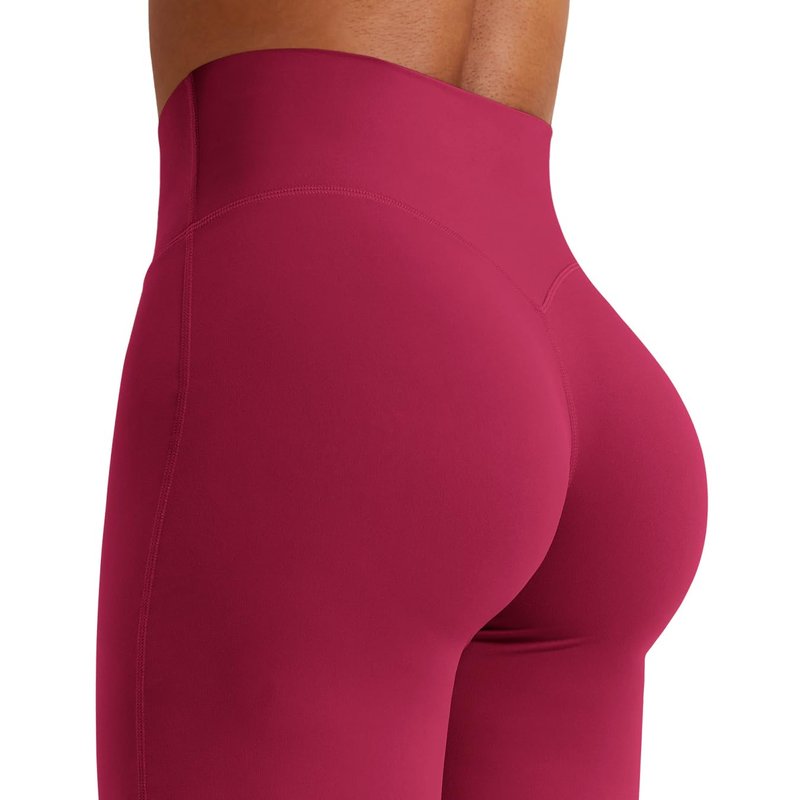 YEOREO Workout Leggings Womens No Front Seam Straight Leggings 33" High Waist Buttery Eddiy Gym Yoga Pants Ruby Red M
