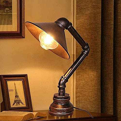 Steampunk Table Lamp, Industrial Water Pipe Lamp Retro Iron Piping Desk Lamp Vintage Nightstand Lamps for Bedroom Living Room Kitchen Caf? Dorm Pub (Not Include Bulb)