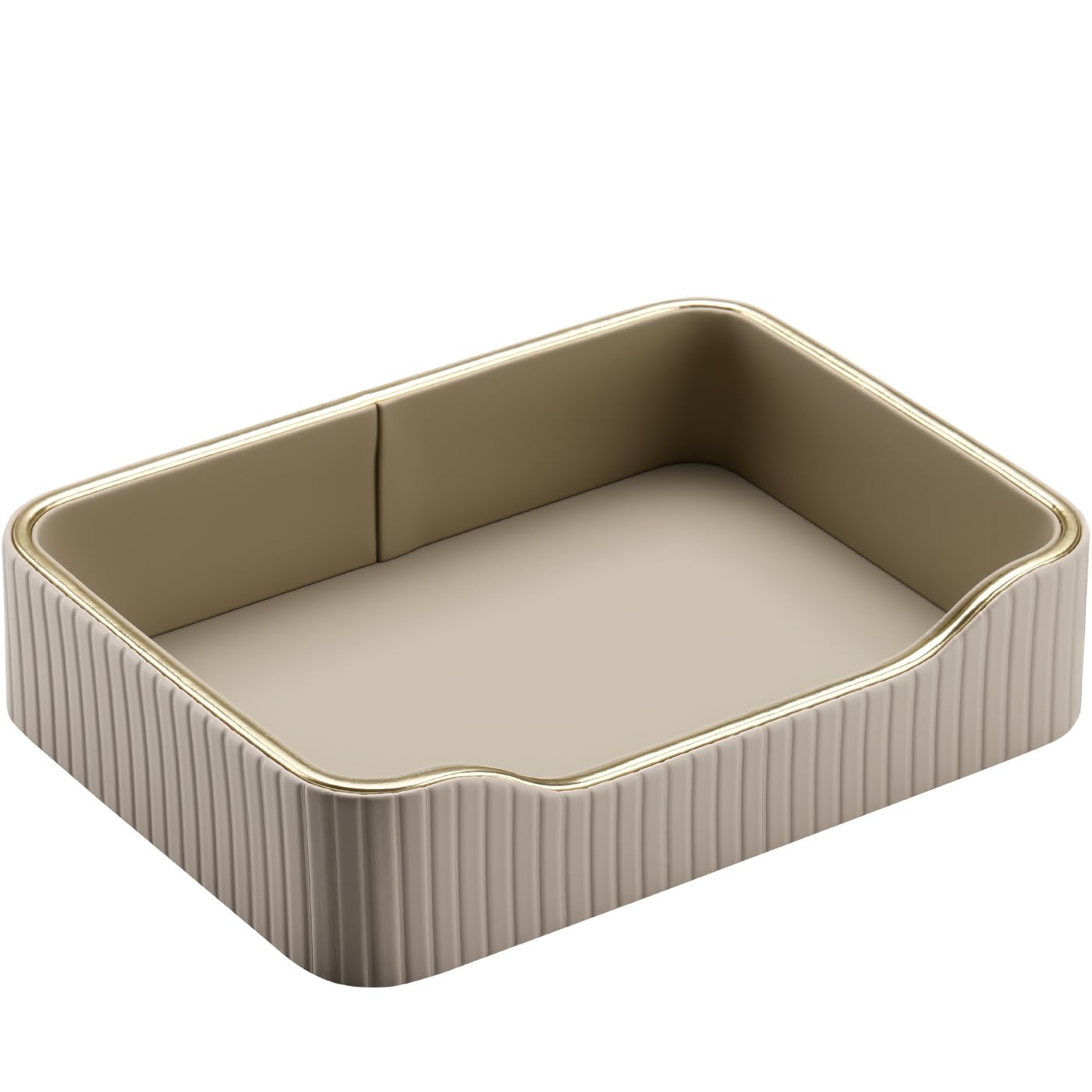 KINGFOM Prefume Tray, PU Leather Valet Tray Nightstand Organizer Trays for Men Women, Table Centerpieces Decorative Vanity Trays, Desk Organizer Tray for Key Jewelry Cosmetics (Beige)