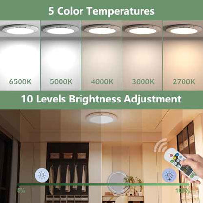 Battery Operated Motion Sensor Ceiling Light with Remote, USB Rechargeable Magnetic Closet Light 5 Color Temperatures Dimmable Timing Motion Activated Stairs Light for Pantry Porch- 2 Pack