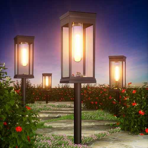8 Pack Solar Pathway Lights Outdoor, IP65 Waterproof Solar Lights Outdoor £¬Auto On/Off Walkway Landscape Lighting, Warm White LED for Garden, Yard, Driveway, Patio Landscape Decor