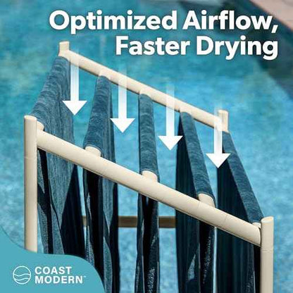 Coast Modern Pool Towel Rack ? Choose Your Color - Outdoor & Indoor 5 Beach Towel PVC Drying Rack