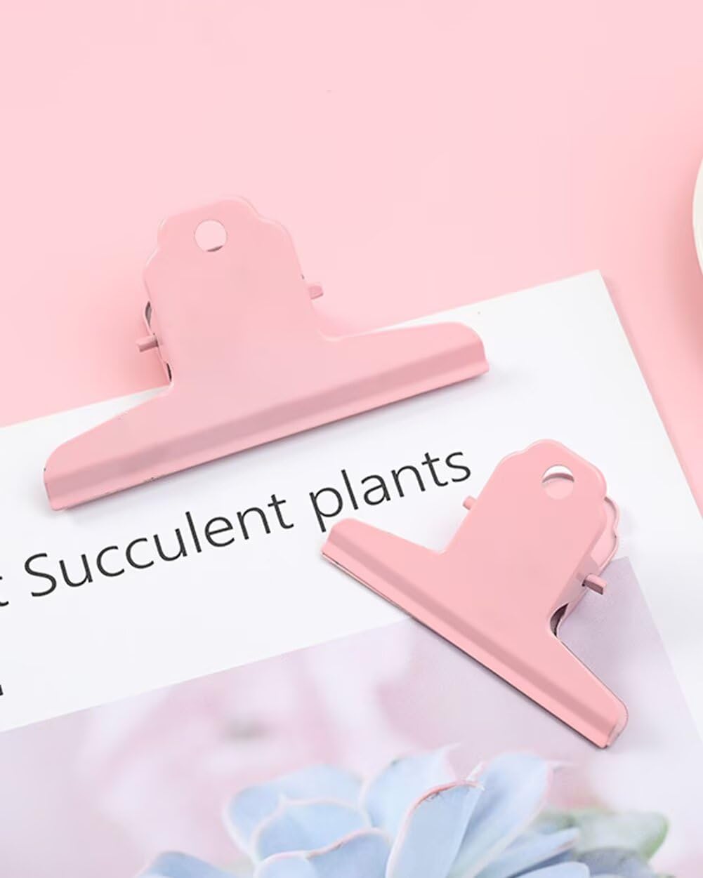 2PCS Extra Large Binder Clips Metal Bulldog Clips Large Paper Clamps Holder Chip Clips for Home School Office Drawing Bag Pink 4inch