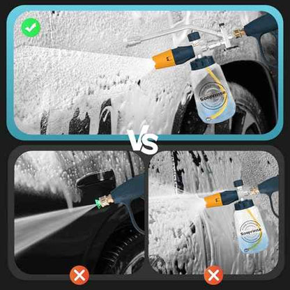 Sooprinse Pressure Washer Foam Cannon with Short Pressure Washer Gun, Dual Connector Accessory, Snow Soap Attachment for Car Wash, 5 Nozzles Tips with 1/4¡± Quick Connect£¬ 4000 PSI