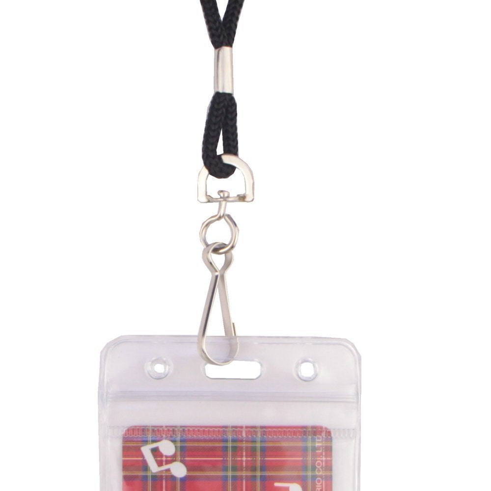 HOSL Black Nylon Lanyards, 100 Pack Bulk Office ID Card Lanyards with Swivel Hook (Modern/Fitted, 19 inches, 1.54lb)