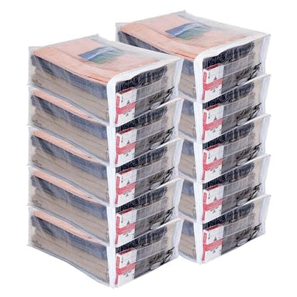 10-Pack Clear Vinyl Zippered Storage Bags 12 x 15 x 5 Inch