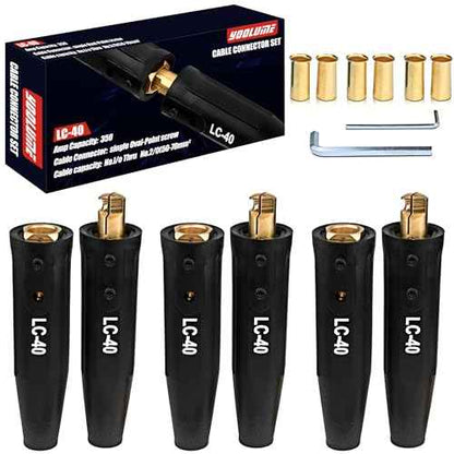 Welding Lead Connectors, 3 Pack LC-40 Welding Cable Connector, Positive Cam Twist-Lock Insulated Connector Pair(Male/Female), Welder Lead Connectors, Welder Cable Connectors, Welding Lead Ends