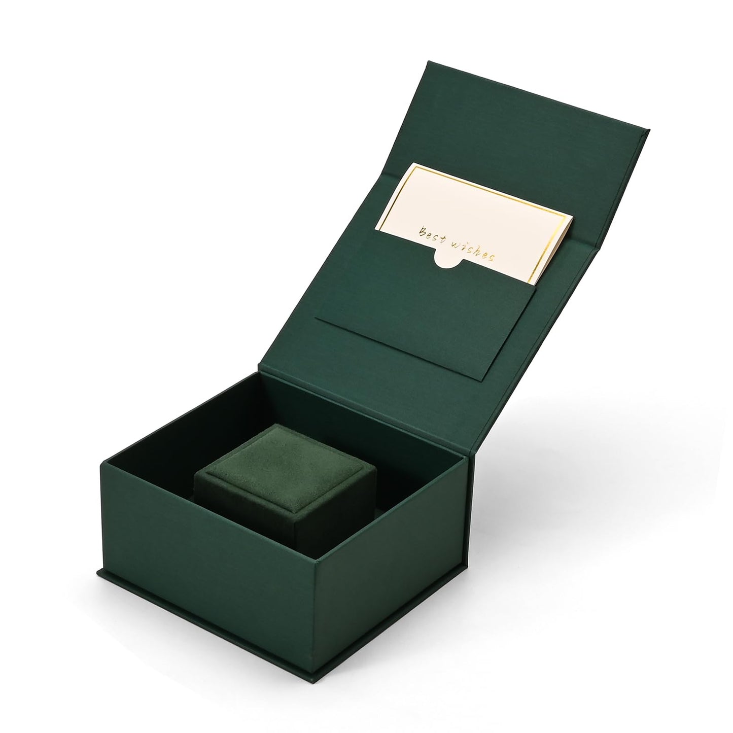 Woodten High-end Faux Leather Jewelry Gift Box with Small Ring Box Greeting Card Small Proposal Engagement Ring Box(Green)