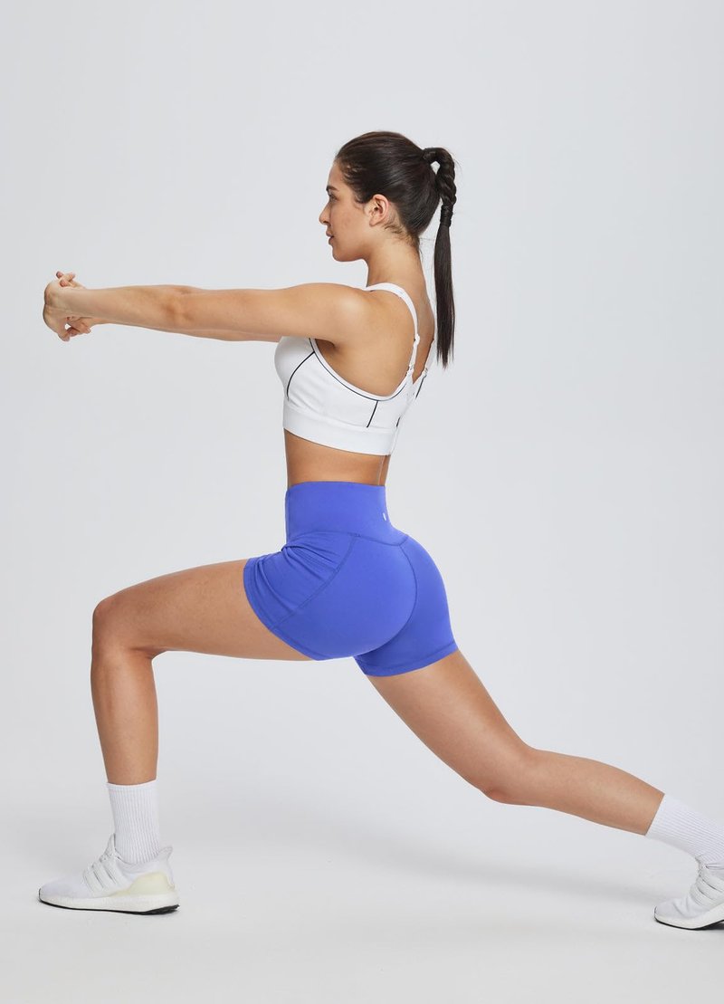 baleaf Gym Shorts Women 3" Biker Workout Yoga Spandex Running Volleyball Tummy Control Compression with Pockets Earth Blue XXL