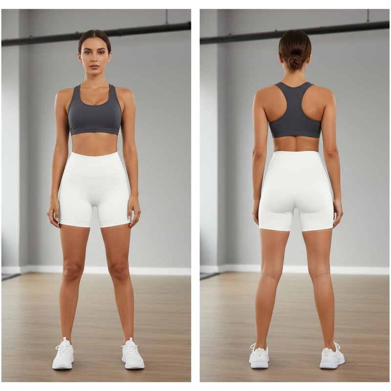 High Waisted Workout Biker Shorts for Women-5" Tummy Control Athletic Running Gym Yoga Spandex Shorts