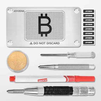 Stainless Steel Seed Phrase Punch Plate Kit, Crypto Wallet Backup, Compatible with Trezor, Ledger, SafePal