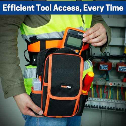 Zippered Electricians Tool Pouch, 1680D Technician Tool Bag with Handle, Zippered Electrician's Tool Pouch for Electrician, Carpenter, Mechanical