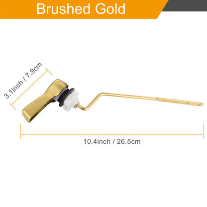 Hibbent Universal Metal Side Mount Toilet Handle Replacement Kit, Brass Toilet Flush Tank Lever with Stainless Steel Flapper Chains for Most Toilets, Brushed Gold