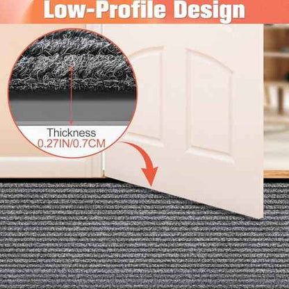 MYFAMIREA Commercial Floor Mat 3' x 4' Extra Large Front Door Industrial Rug Heavy Duty Brush Step Entrance Mat Weather Utility Rug with Non Slip Rubber Backing Low Profile for Entryway, Charcoal Grey
